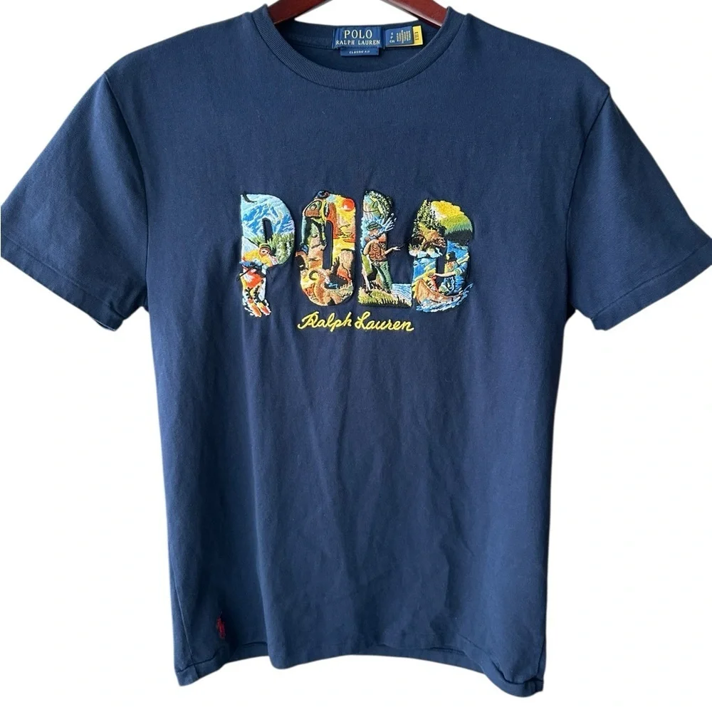 POLO Ralph Lauren Navy Embroidered Outdoor Adventures Tee Shirt